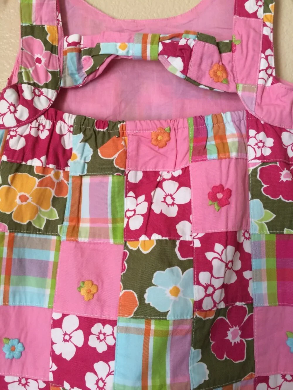 New Gymboree Floral Reef Dress 8/9 Pink Tropical Patchwork Plaid Preppy Blue